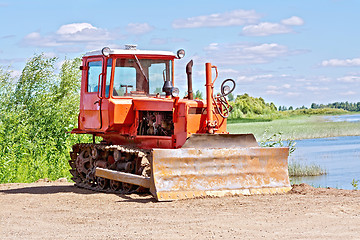 Image showing Bulldozer red