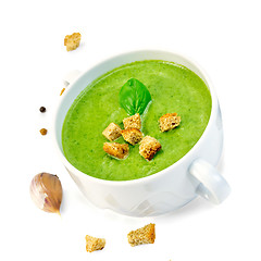 Image showing Soup puree with croutons in bowl