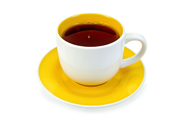 Image showing Tea in white-yellow cup