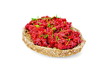 Image showing Sandwich with beet caviar and dill