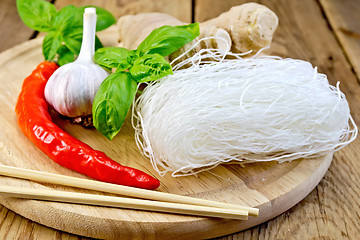 Image showing Noodles rice thin with spices on board