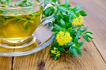 Image showing Herbal tea and Rhodiola rosea on board