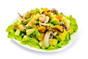 Image showing Salad seafood and avocado in plate