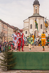 Image showing Traunstein/Germany/Bavaria, April 06th: Historical sword dance at the Georgirittes in Traunstein on the Easter Monday