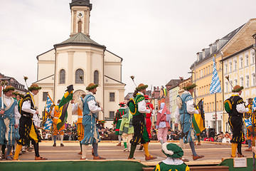 Image showing Traunstein/Germany/Bavaria, April 06th: Historical sword dance at the Georgirittes in Traunstein on the Easter Monday