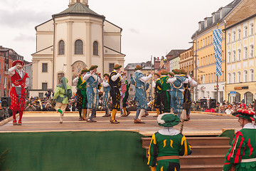 Image showing Traunstein/Germany/Bavaria, April 06th: Historical sword dance at the Georgirittes in Traunstein on the Easter Monday