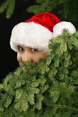 Image showing christmas girl peeking