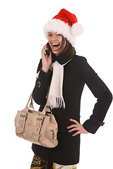 Image showing christmas girl with cell phone