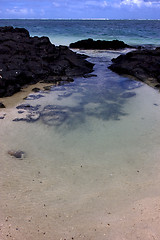 Image showing beach and  rock in belle mare mauritius