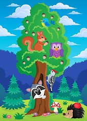 Image showing Tree with various animals theme 2