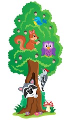 Image showing Tree with various animals theme 1