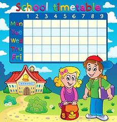 Image showing School timetable with two children