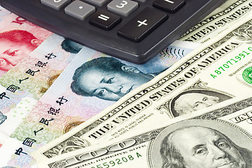 Image showing Forex - US and Chinese currency pair with calculator

