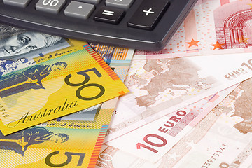 Image showing Forex - Australia and Euro currency pair with calculator

