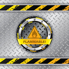 Image showing Flammable warning sign on metallic plate