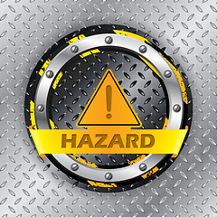 Image showing Universal warning sign on metallic plate