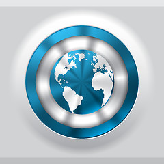 Image showing Cool metallic button with blue globe