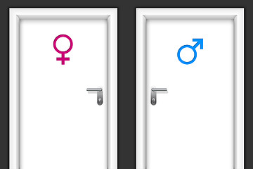 Image showing Restroom doors with gender symbols