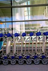 Image showing Luggage carts airport