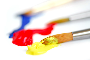 Image showing Primary colors paintbrush