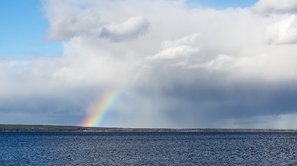 Image showing Rainbow in cloudy sky