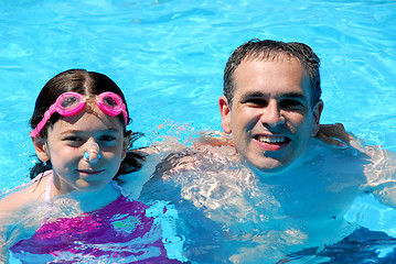 Image showing Father daughter pool