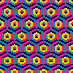 Image showing 3d seamless abstract with hexagonal elements. 