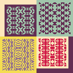 Image showing Set of four seamless patterns. Vintage geometric ornaments. 