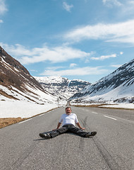 Image showing Mountains, snow-covered fjord