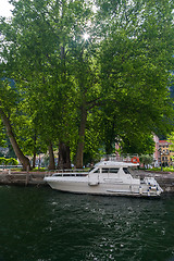 Image showing yacht in harbor, Lake Garda