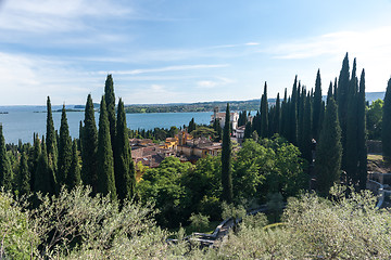 Image showing The view from the roof small old town on Lake Garda