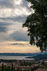 Image showing sunset over the lake Garda
