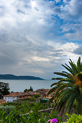 Image showing The view from the roof small old town on Lake Garda