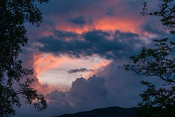 Image showing sunset over the lake Garda