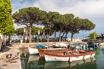 Image showing boats in the harbor, Lake Garda