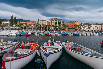 Image showing boats in the harbor, Lake Garda