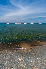 Image showing beautiful seascape with ships and yachts