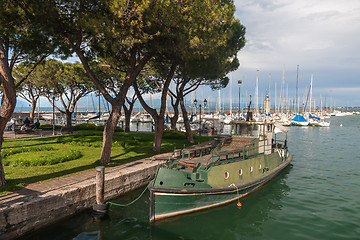 Image showing boats in the harbor, Lake Garda