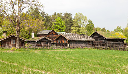 Image showing Small houses in Norway mountain.