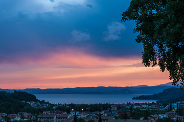 Image showing sunset over the lake Garda