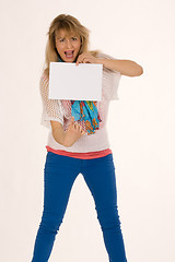 Image showing Fashionable Woman with sign