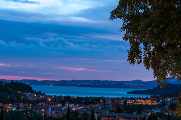 Image showing sunset over the lake Garda