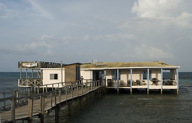 Image showing restaurant  bar on stilts caribbean