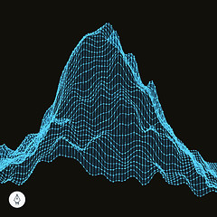 Image showing Abstract landscape background. Cyberspace grid. 