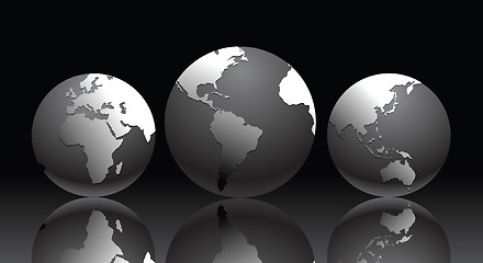 Image showing Vector illustration with globe of the Earth in different positio