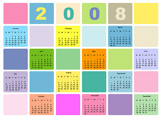 Image showing Colorful Calendar for 2008