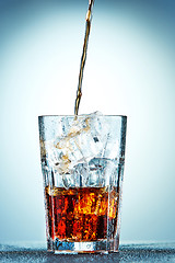 Image showing Cola pouring in a glass