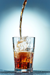 Image showing Cola pouring in a glass