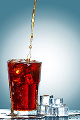 Image showing Cola pouring in a glass