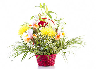 Image showing Basket with flowers for Mother 